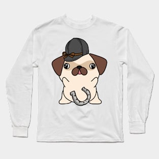 Funny pug is ready to ride a horse Long Sleeve T-Shirt